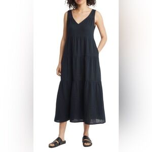 Marine Layer Corinne Black Sleeveless Cotton Sundress Size M